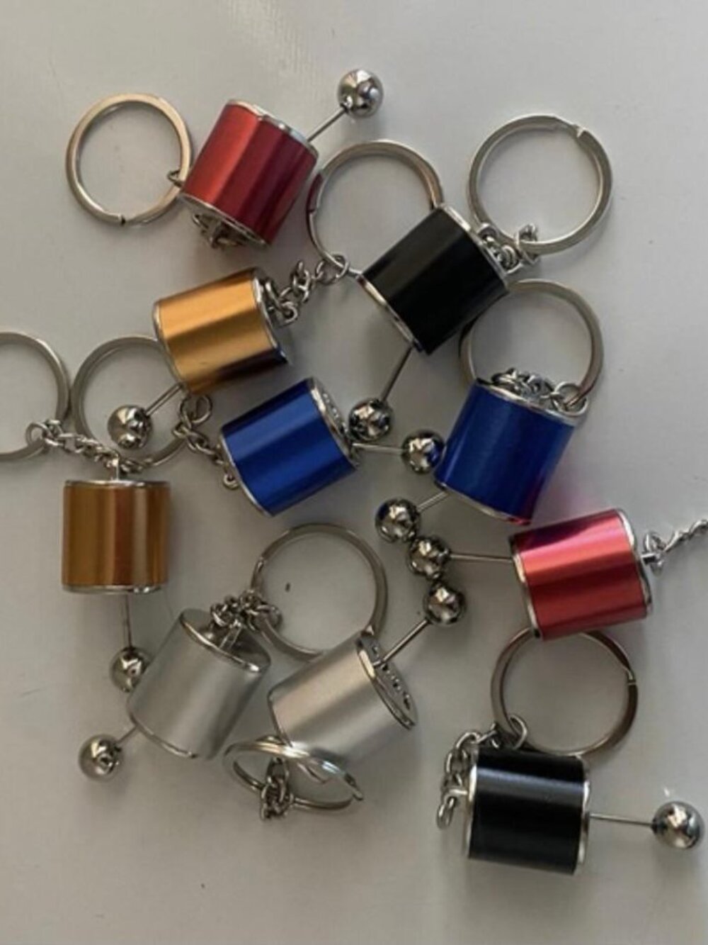 10PCS Metal Car Gear Shifter Keychain Set